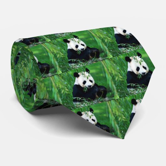 パンダ食べの葉 ネクタイ (ロール)