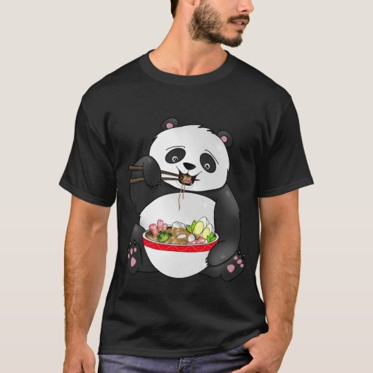 パンダ食べラーメン Tシャツ (正面)