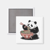 パンダ食べーのラーメン日本のレトロ浮世絵スタイル マグネット (正面/裏面)