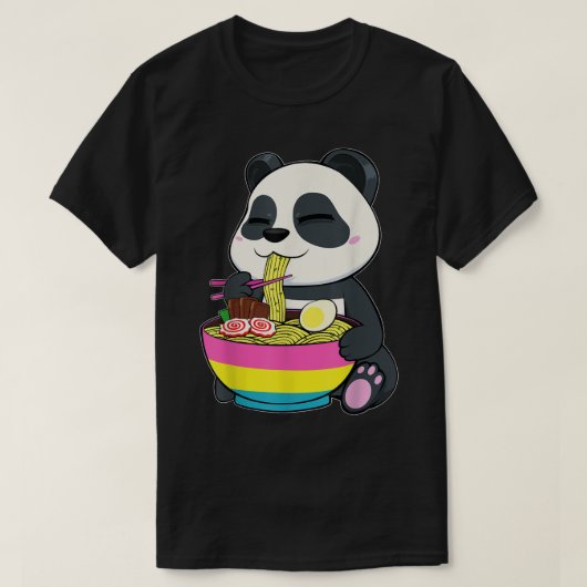 パンダ食べーのラーメンLGBT-Qパンセクシャルプライドパンフラッグ Tシャツ (デザイン正面)