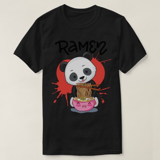 パンダ食べーラーメン – かわいい動物のフレンドリーパンダ Tシャツ (デザイン正面)