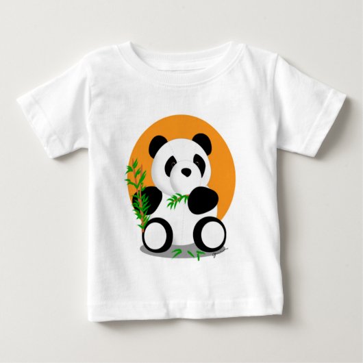 パンダ食べ物のバンブーシャツ ベビーTシャツ (正面)