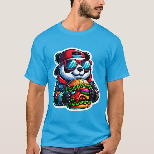 パンダ食べ物チーズバーガー6 Tシャツ (正面)