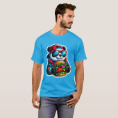 パンダ食べ物チーズバーガー6 Tシャツ (正面フル)
