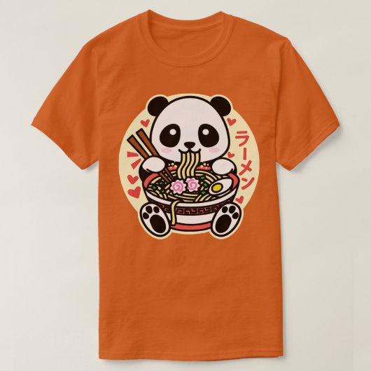 パンダ食べ物ラーメンかわいいかわいいデザイン Tシャツ (デザイン正面)