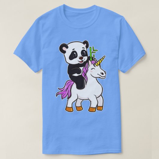 パンダ騎乗ユニコーンかわいい魔法 Tシャツ (デザイン正面)