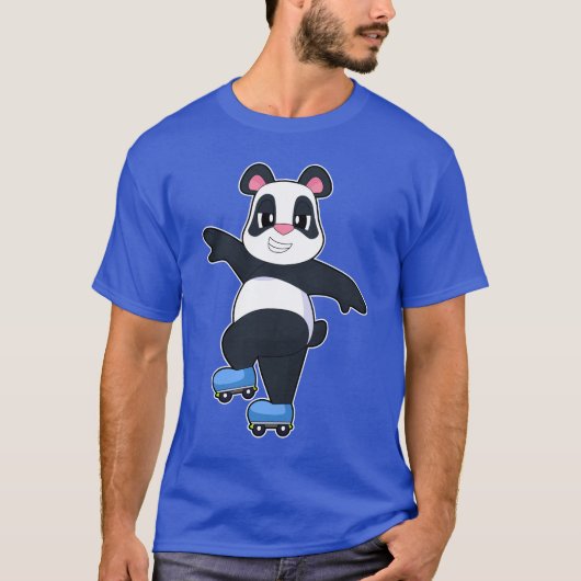 パンダ インラインスケート インラインスケート スポーツ Tシャツ (正面)