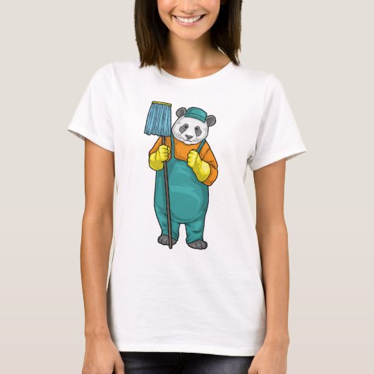 パンダ クリーナー モップ 掃除 Tシャツ (正面)