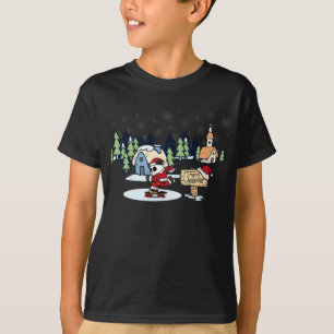 パンダ スケートボーダー クリスマス デザイン Tシャツ