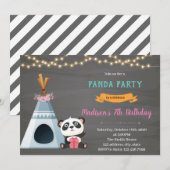 パンダ ティーピー 誕生日 テーマ ご招待 招待状 (正面/裏面)