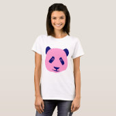 パンダ - ピンクと濃い青 Tシャツ (正面フル)