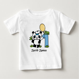 パンダ·ボーイ1歳の誕生日 ベビーTシャツ