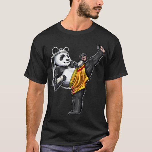パンダ・ムエタイ・ファイター Tシャツ (正面)