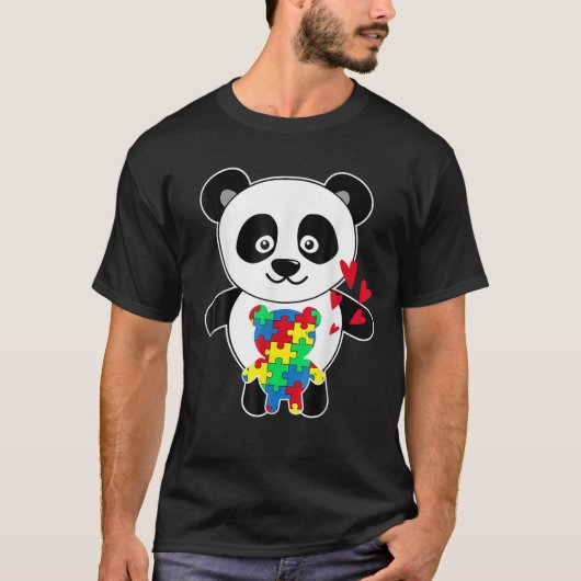 パンダ・ラブ・パズル自閉症 Tシャツ (正面)
