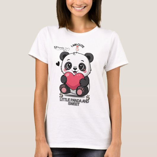 パンダ 可愛い おもしろい Tシャツ (正面)