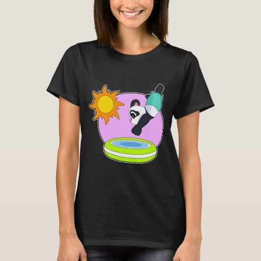 パンダ+泳ぐ+プール+夏 Tシャツ (正面)
