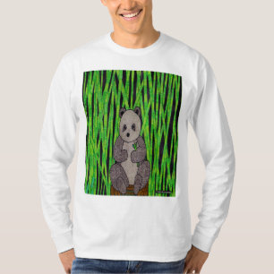 パンダ(白) メンズ長袖シャツ Tシャツ