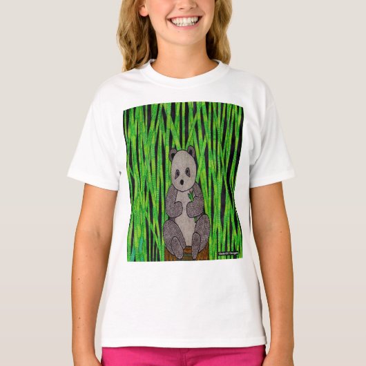 パンダ(白) - 女の子向けベーシックTシャツ Tシャツ (正面)
