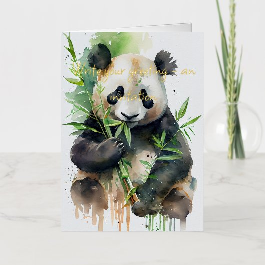 パンダ 箔グリーティングカード (正面)