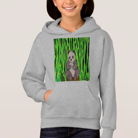 パンダ（鮮やかな） – ガールフード付きスウェットシャツ (正面)