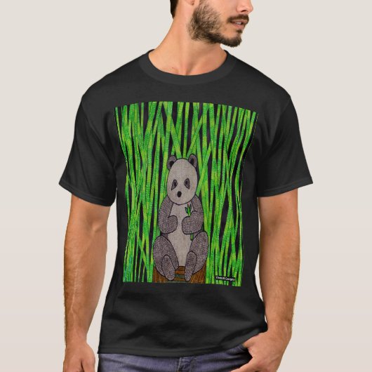 パンダ(鮮やか) - メンズダークTシャツ Tシャツ (正面)