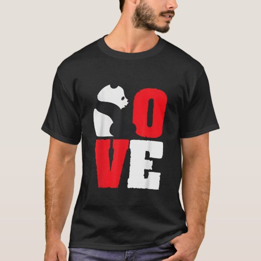 パンダ 黒と白のパンダの愛 Tシャツ (正面)