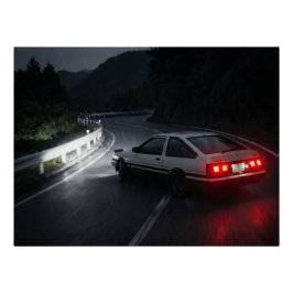 パンダAE86の峠山道ナイトドリフト ポスター