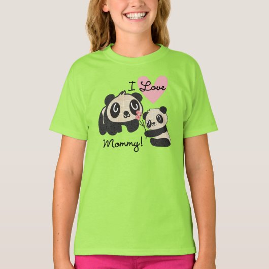 パンダI愛お母さん Tシャツ (正面)