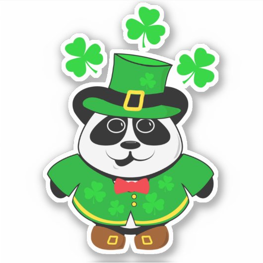 パンダSt patricks dayかわいい動物 シール (正面)