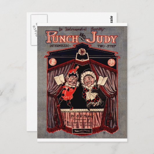 パンチアンドジュディパペッツイラストレーションアート ポストカード (正面/裏面)