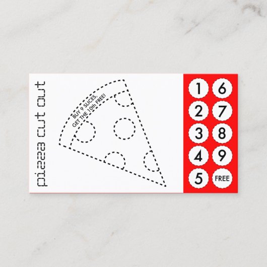 パンチカードを切ったピザ ロイヤリティカード (正面)