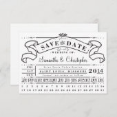 パンチカードヴィンテージチケットバナー日付の保存 セーブザデート (正面/裏面)