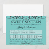 パンチチケットSweet sixteen 招待状 (正面/裏面)