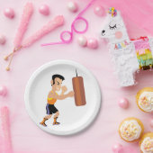 パンチバッグ付きボクサー練習 ペーパープレート (パーティー)