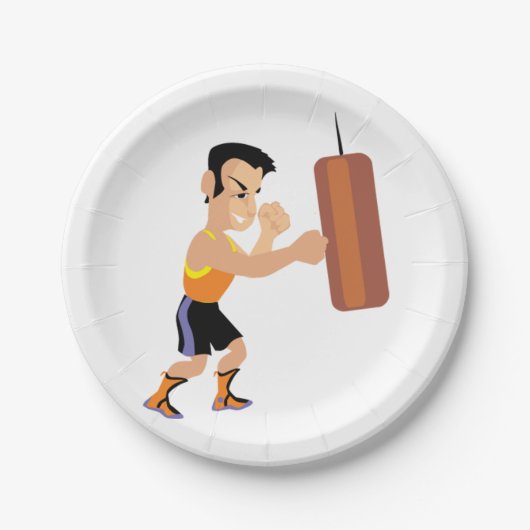 パンチバッグ付きボクサー練習 ペーパープレート (正面)