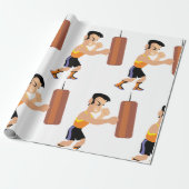 パンチバッグ付きボクサー練習 ラッピングペーパー (アンロールド)