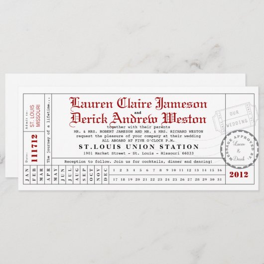 パンチモダンカード茶の長さ招待状 招待状 (正面/裏面)