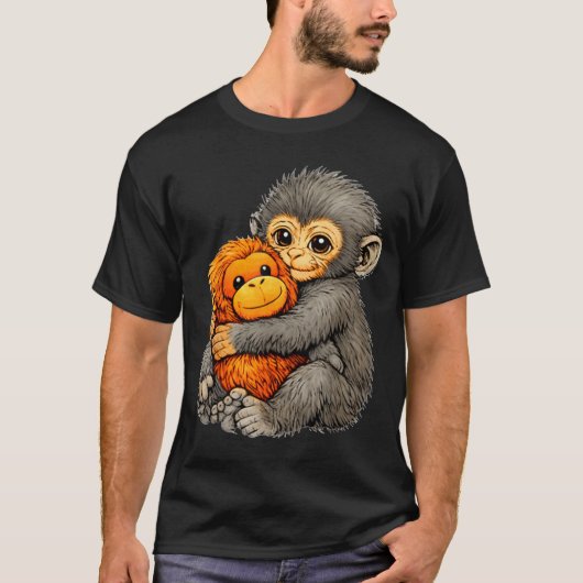 パンチモンキーのかわいい赤ちゃん動物の抱きまくらぬいぐるみ Tシャツ (正面)