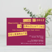 パンチラベル赤い卒業式の招待状クラス 招待状 (スタンド正面)