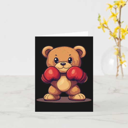 パンチーな外観のためのボクシング手袋付きノックアウトベア カード (黄色い花)