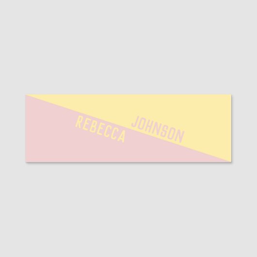 パンチーモダンパステルイエローライトピンクドゥオトン 名札 (正面)