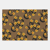 パンチー渦巻形のの花とハート包装紙 ラッピングペーパーシート (正面2)