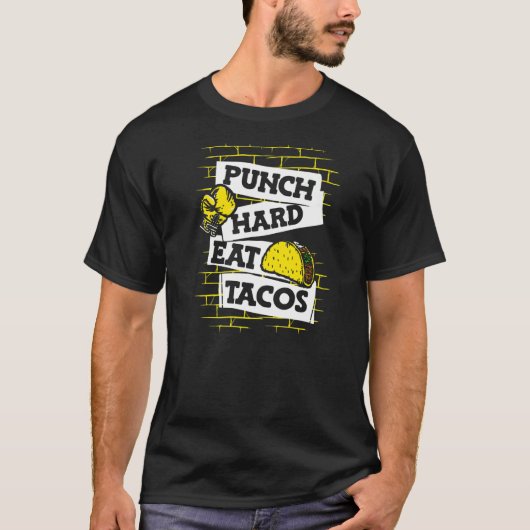 パンチ懸命食べタコスボクサータイボクサーキックボクサーBo Tシャツ (正面)