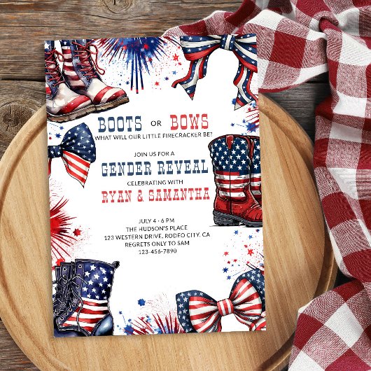 パンツかリボン 4th of July ウェスタン性別発表 招待状