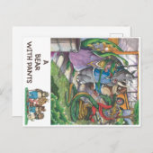 「パンツのある熊」のスクールバス ポストカード (正面/裏面)