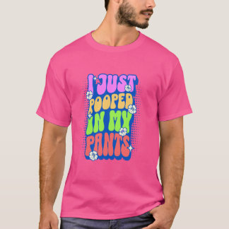 パンツの中でポッとポッと入ったレトロおもしろいウンチ大人H Tシャツ