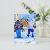 パンツの衣装を肌寒く凍っていしたカップル ポストカード (スタンド正面)