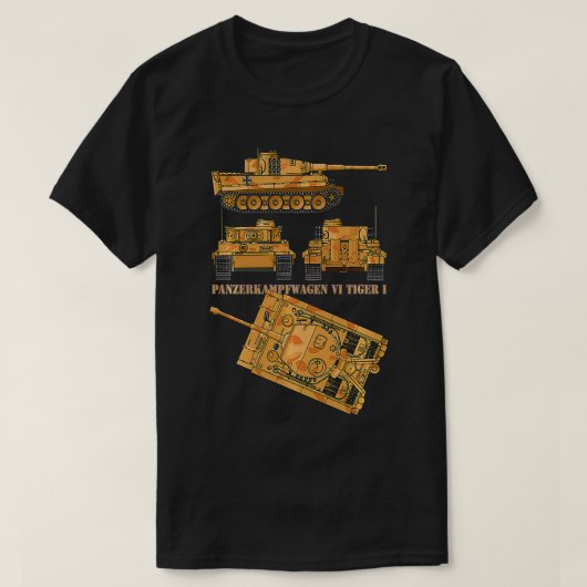 パンツァーVIタイガーI第2次世界大戦戦車図 Tシャツ (デザイン正面)