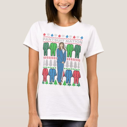 パンツイット国家の醜いクリスマスセーターTシャツ Tシャツ (正面)