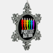 パンツスーツの国家の虹の女性 スノーフレークピューターオーナメント (左)